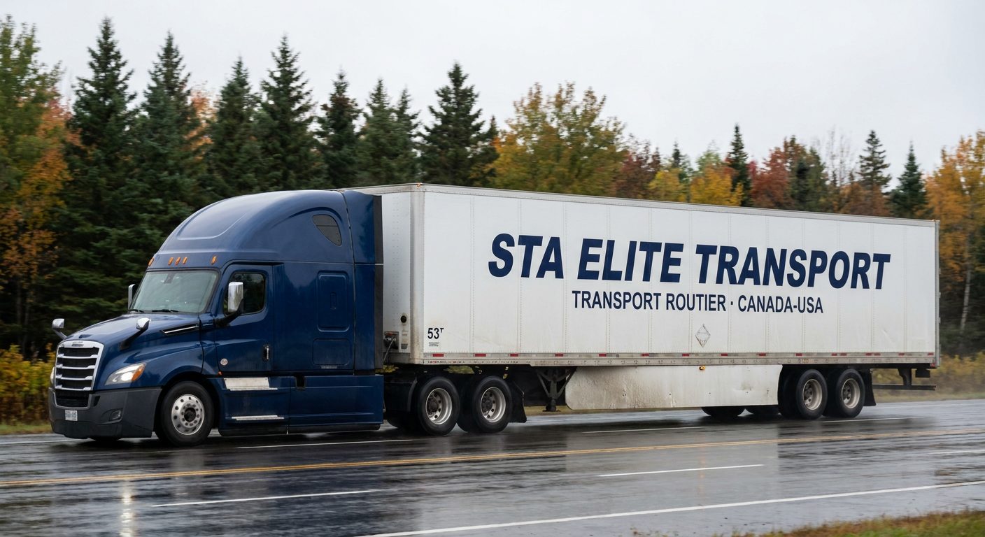 Camion STA Elite Transport sur l'autoroute